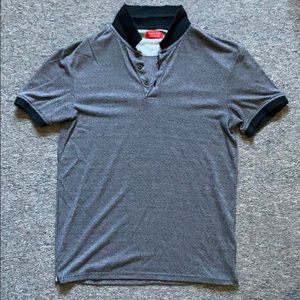 ZARA men gray polo with black collar